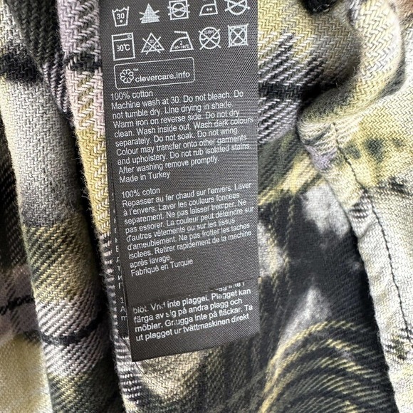 All Saints Lily Check Shacket Shirt Dress Flannel Size 8 Tie Dye Black - Picture 5 of 8